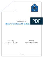 University of Duhok College of Engineering Water Resources Department Mathematics IV Homework on Separable and Linear ODE
