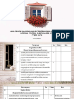 Hasil Review Dan Pengujian Sistem Pengendalian Manajemen Internal Control Questionnare (Icq) PT BPR Jatim