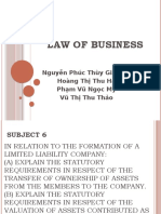 Law Of Business: Nguyễn Phúc Thùy Giang Hoàng Thị Thu Hà Phạm Vũ Ngọc My Vũ Thị Thu Thảo