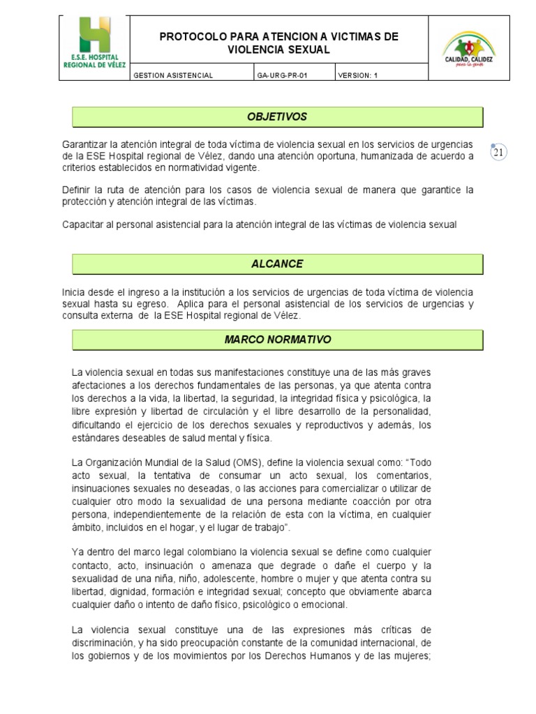 Protocolo de Atención a Víctimas de Violencia Sexual | PDF ...