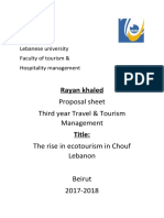 Proposal Sheet Third Year Travel & Tourism Management: Rayan Khaled