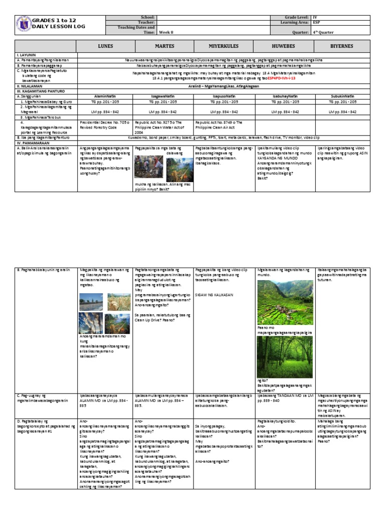Grade 4 DLL ESP 4 Q4 Week 8 | PDF