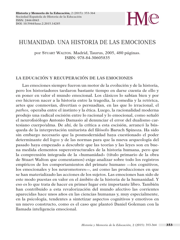 Historia de las emociones humanas | PDF | Las emociones | Ira