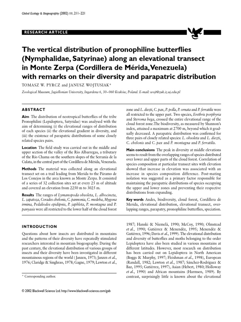 Research Article Global Ecology Biogeography 02 11 211 221 Andes Correlation And Dependence
