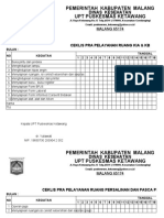 Ceklist Pra Dan Post Pelayanan Puskesmas Wonokerto