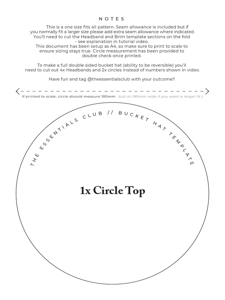 Essentials Club Bucket Hat Template PDF PDF Clothing