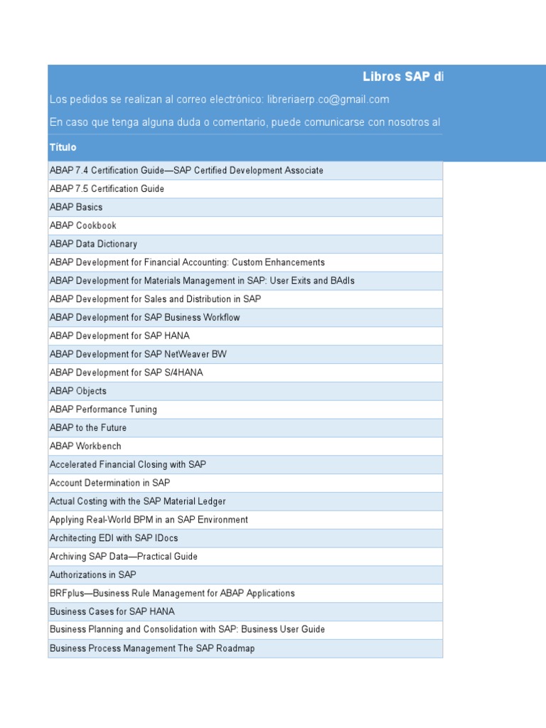 Catálogo de Libros SAP | PDF | Sap Se | Information Technology