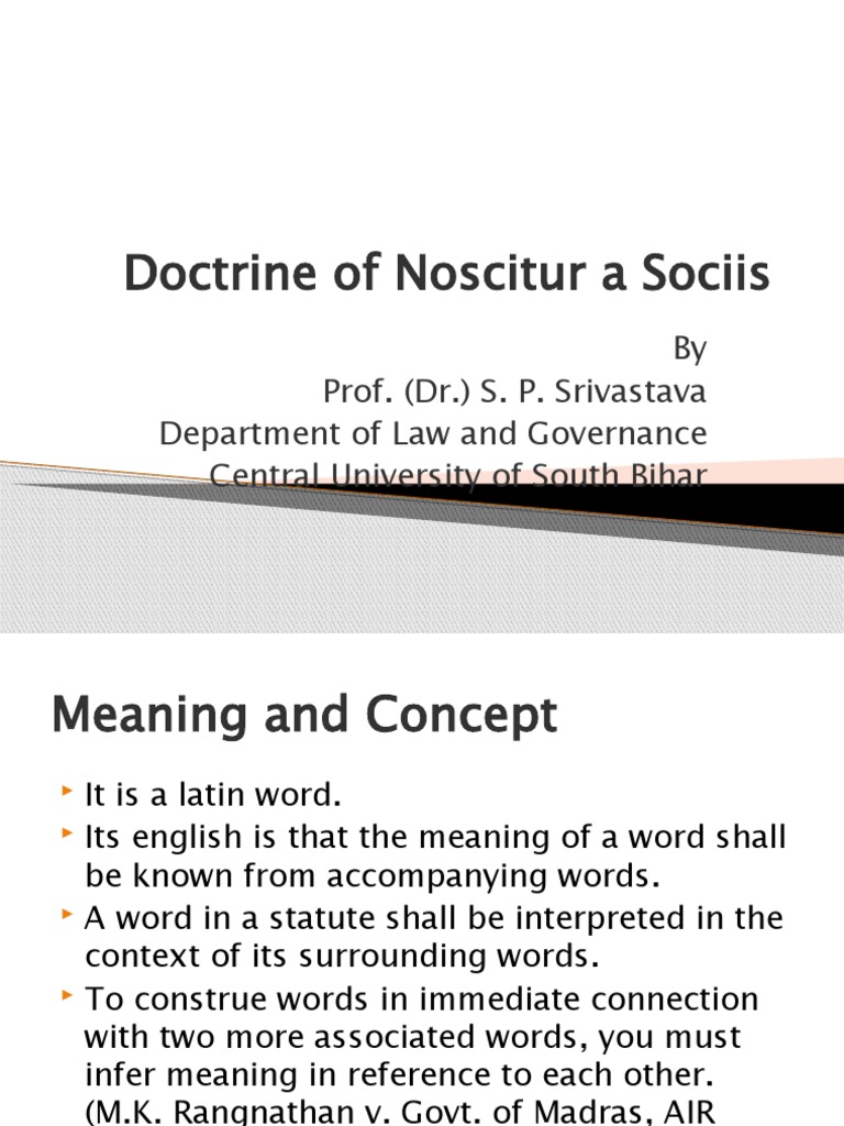 Doctrine Of Noscitur A Sociis Pdf Statutory Interpretation Virtue