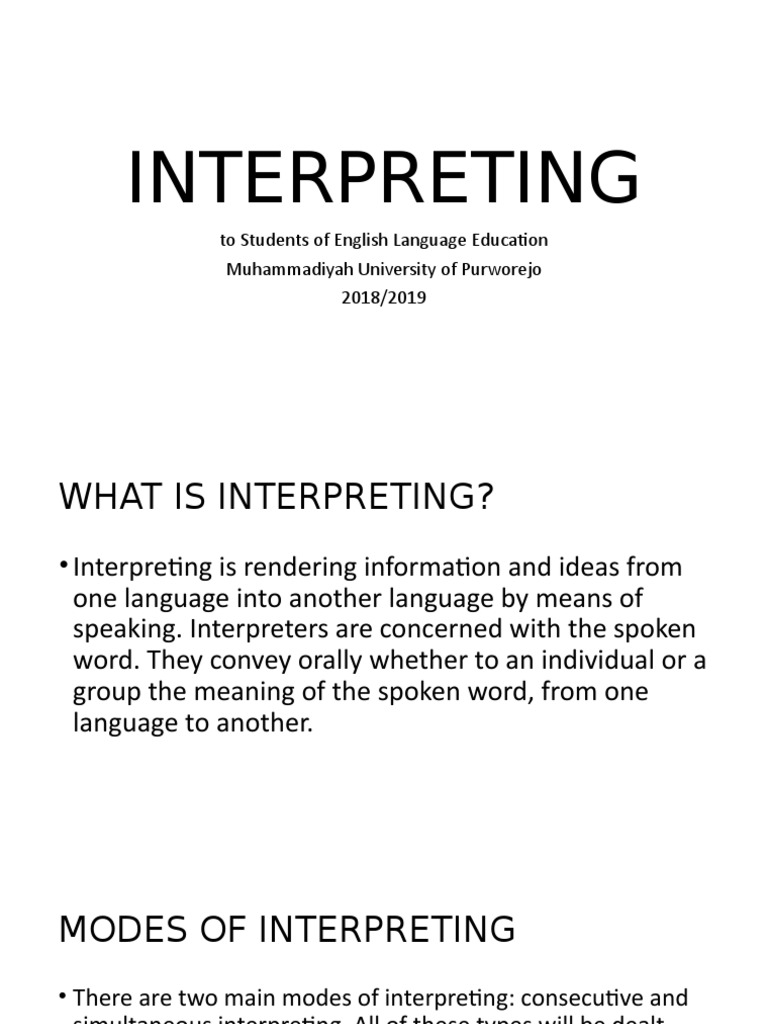 Understanding Interpreting Techniques | PDF | Language Interpretation ...