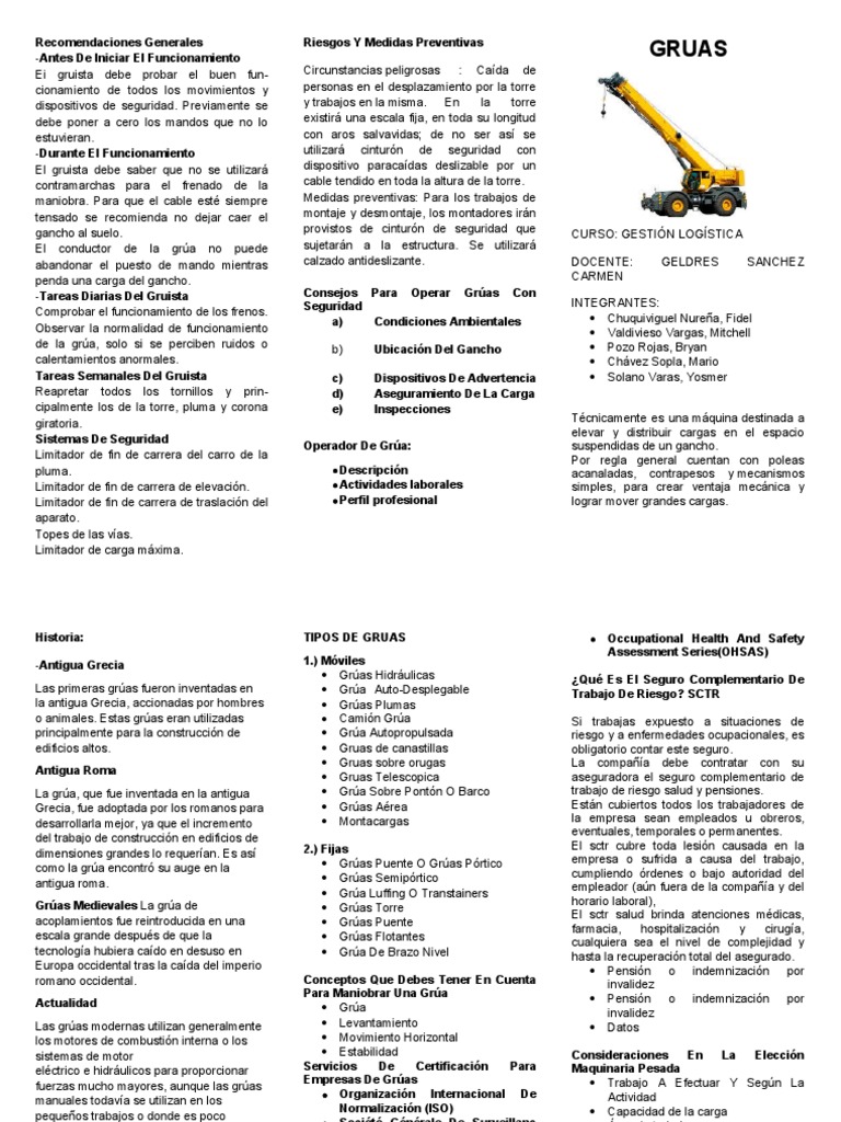 Triptico Gruas | PDF | Grúa (máquina) | Science