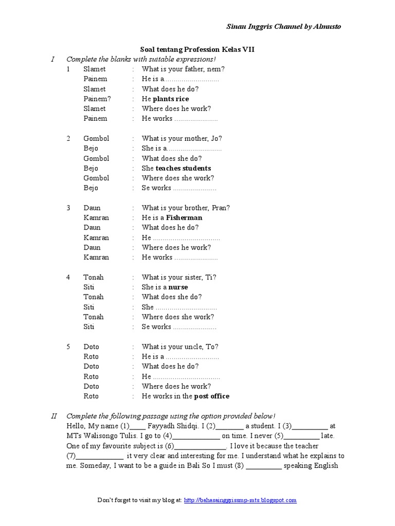 Soal Materi Profession And Jobs 2