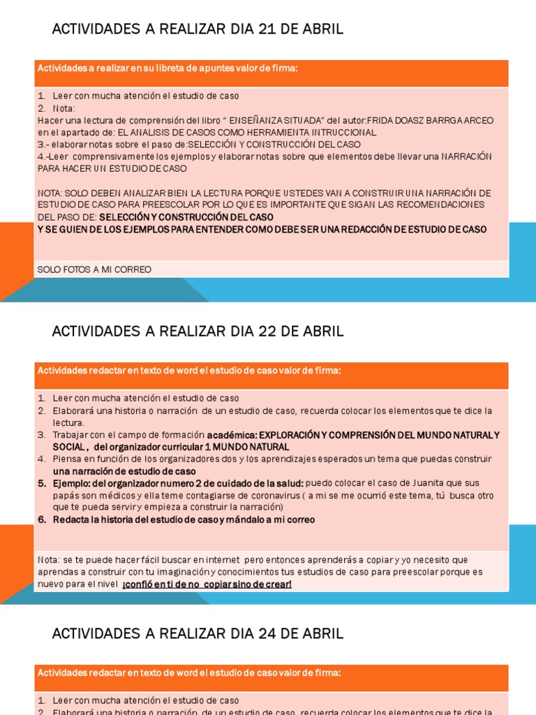 20abril Al 1 Mayo PDF | PDF | Educación de la primera infancia | Caso ...