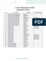 Audit and Assurance (AA) Question Pack: S. No Syllabus Area ACCA Exam Paper