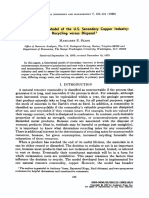 An Econometric Model of The U.S. Secondary Copper Industry: Recycling Versus Dis - Posal '