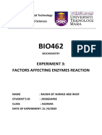 Experiment 3: Factors Affecting Enzymes Reaction: School of Industrial Technology Faculty of Applied Sciences