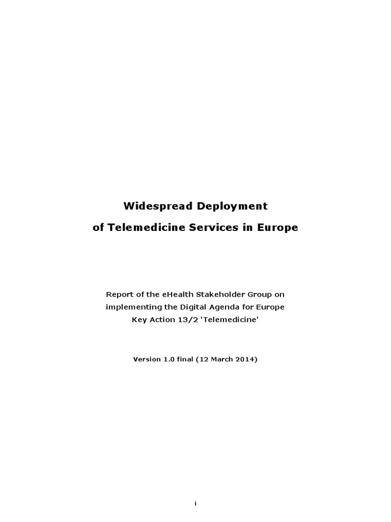 Widespread Deployment of Telemedicine Services in Europe | PDF ...