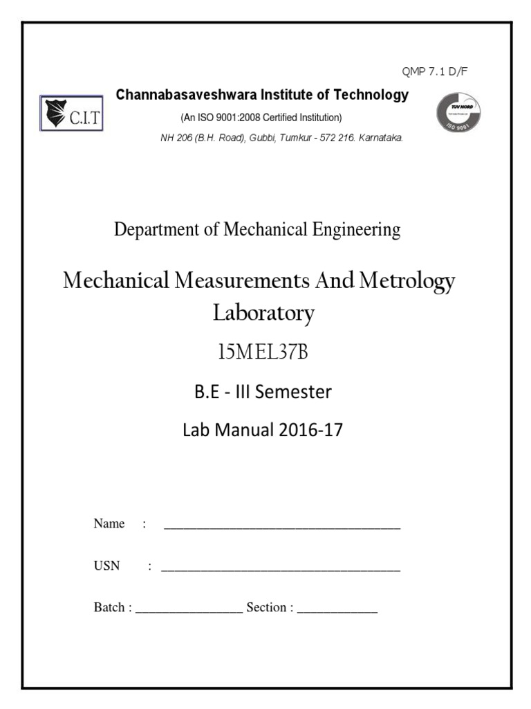Mechanical Measurements and Metrology PDF | Download Free PDF ...