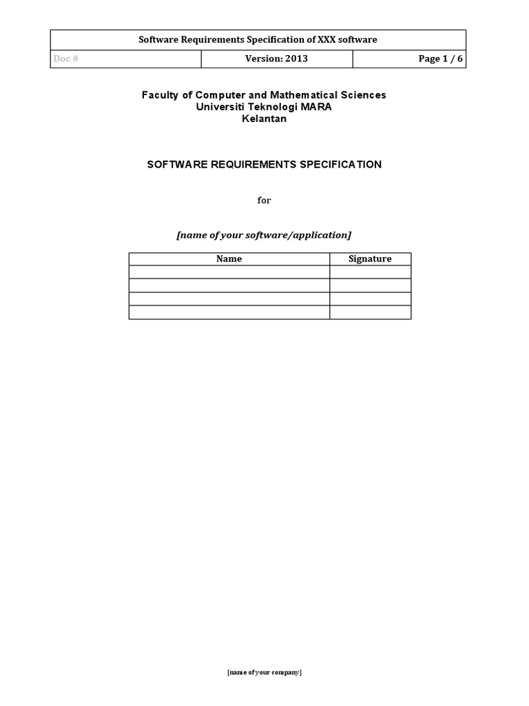 Software Requirements for XXX Software | PDF | Specification (Technical ...
