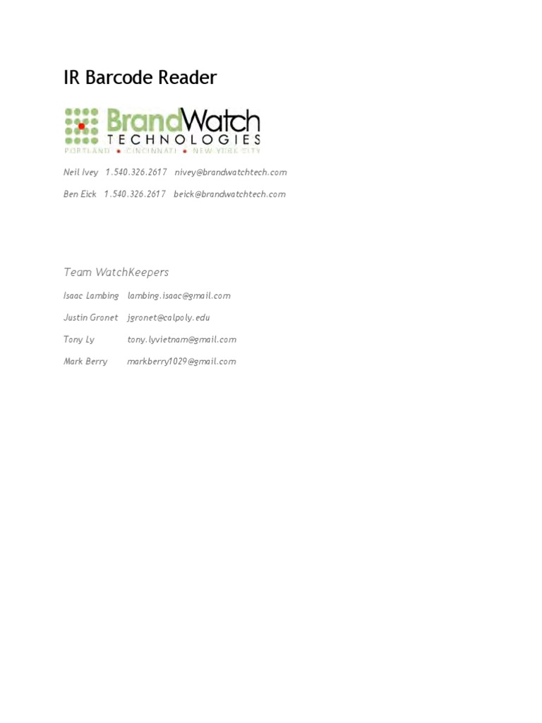 IR Barcode Reader PDF | PDF | Barcode | Image Scanner