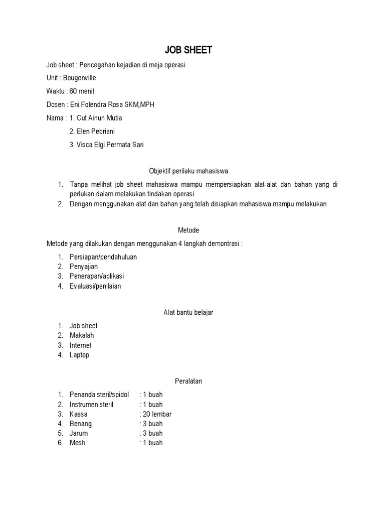 Job Sheet | PDF