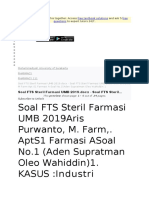 Soal Fts Steril Farmasi Umb 2019aris Purwanto, M. Farm,. Apts1 Farmasi Asoal No.1 (Aden Supratman Oleo Wahiddin) 1. Kasus:Industri