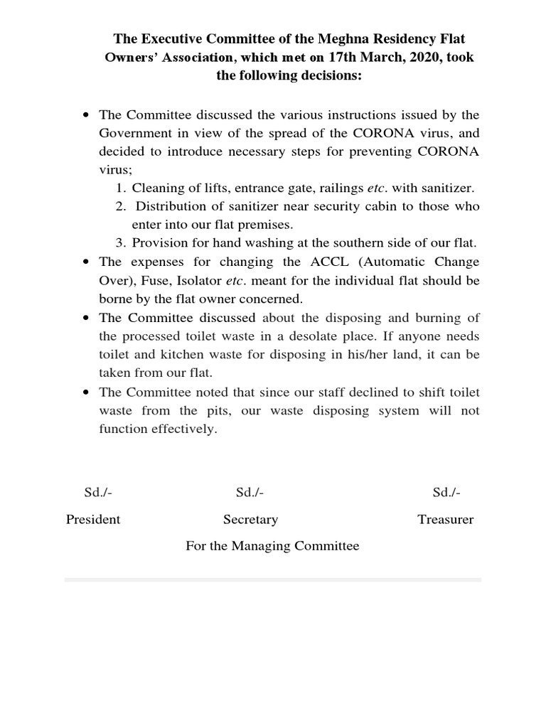 The Executive Committee of The Meghna Residency Flat Owners