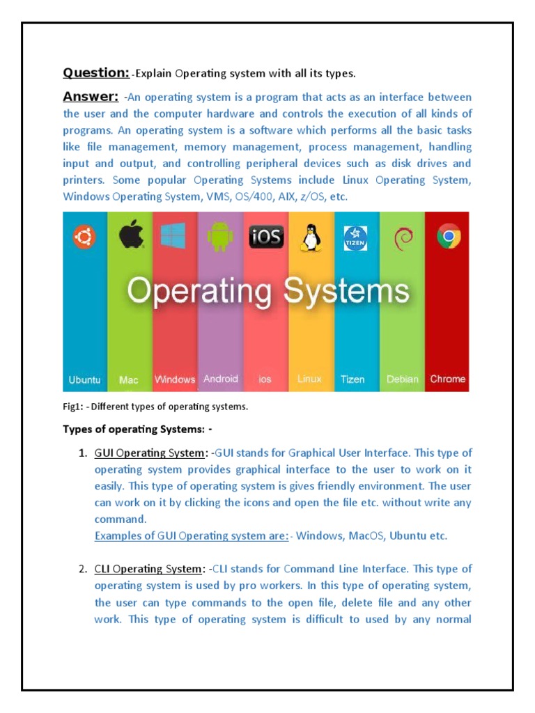 Explain Operating System With All Its Types.: Answer | PDF | Operating ...