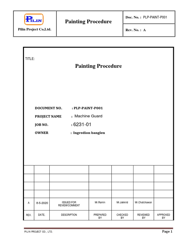Painting Procedure Doc. No. PLPPAINTP001 Paint Metals