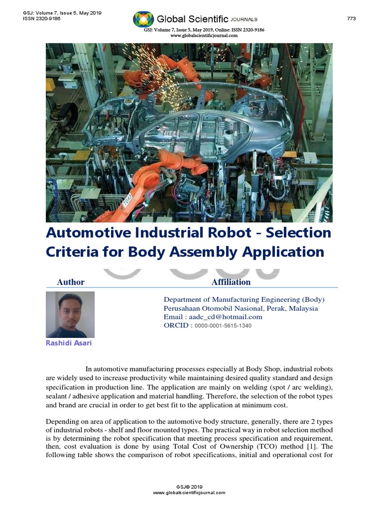 Automotive Industrial Robot - Selection C | PDF | Payload | Welding
