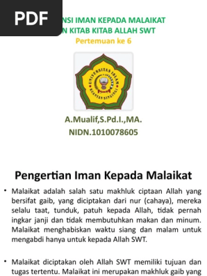 6 Urgensi Iman Kpd Malaikat Dan Kitab Pdf