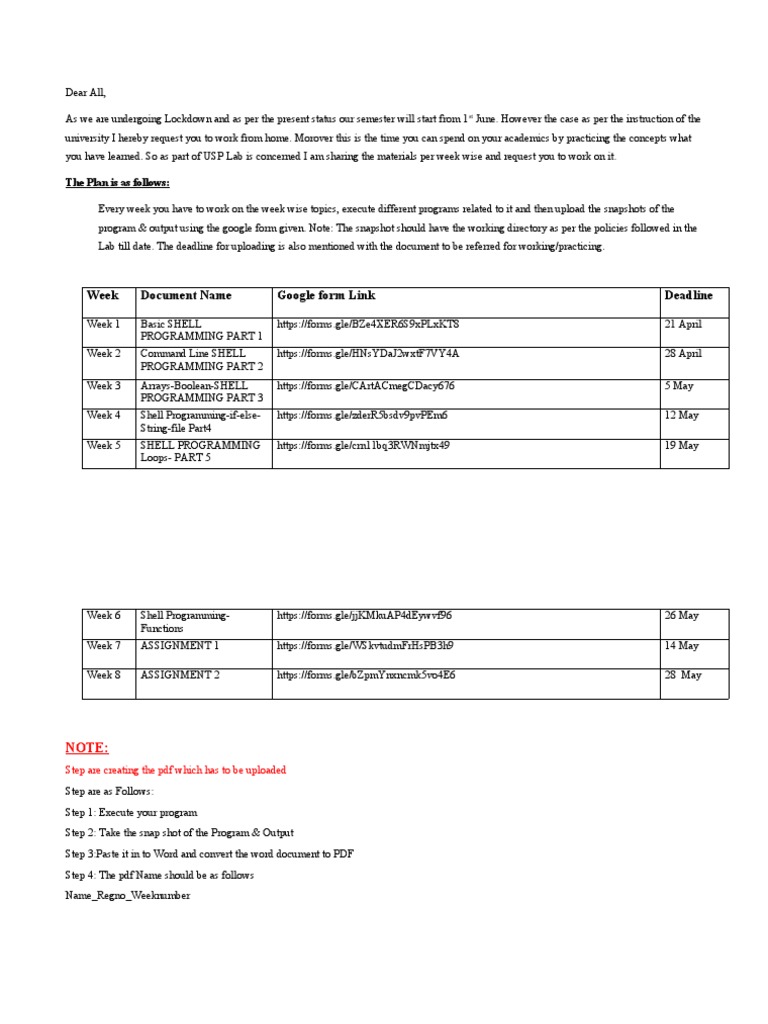 Weekly Shell Programming Assignments | PDF