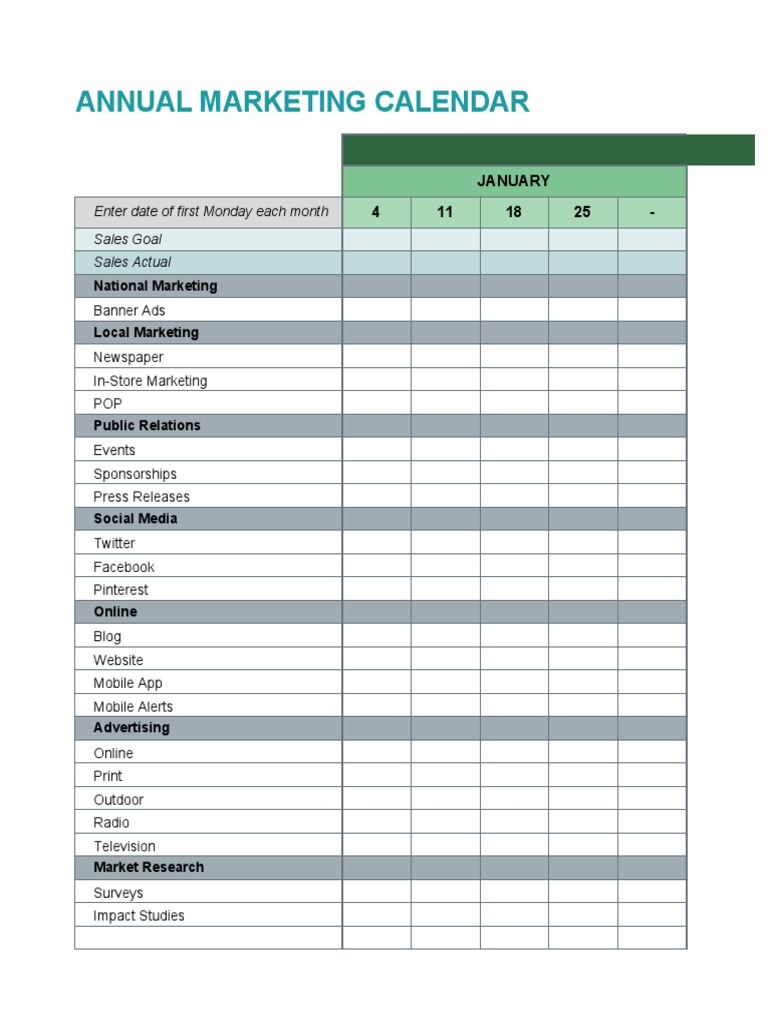 Annual Marketing Calendar-C | PDF