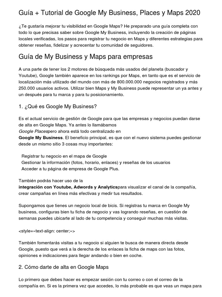 GuxEDa Tutorial de Google My Business Places y Maps 2020dglxk PDF | PDF ...