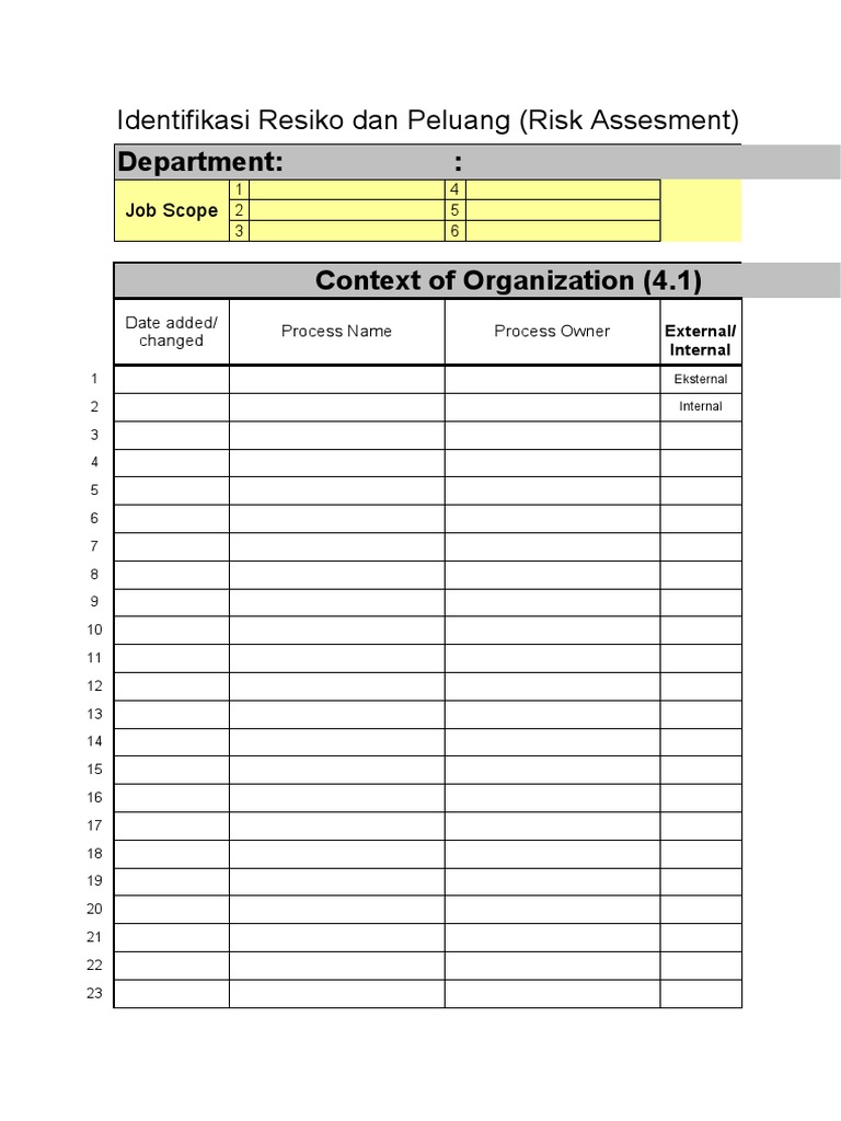 ISO 9001 Risk Assessment Template | PDF | Change Management | Risk