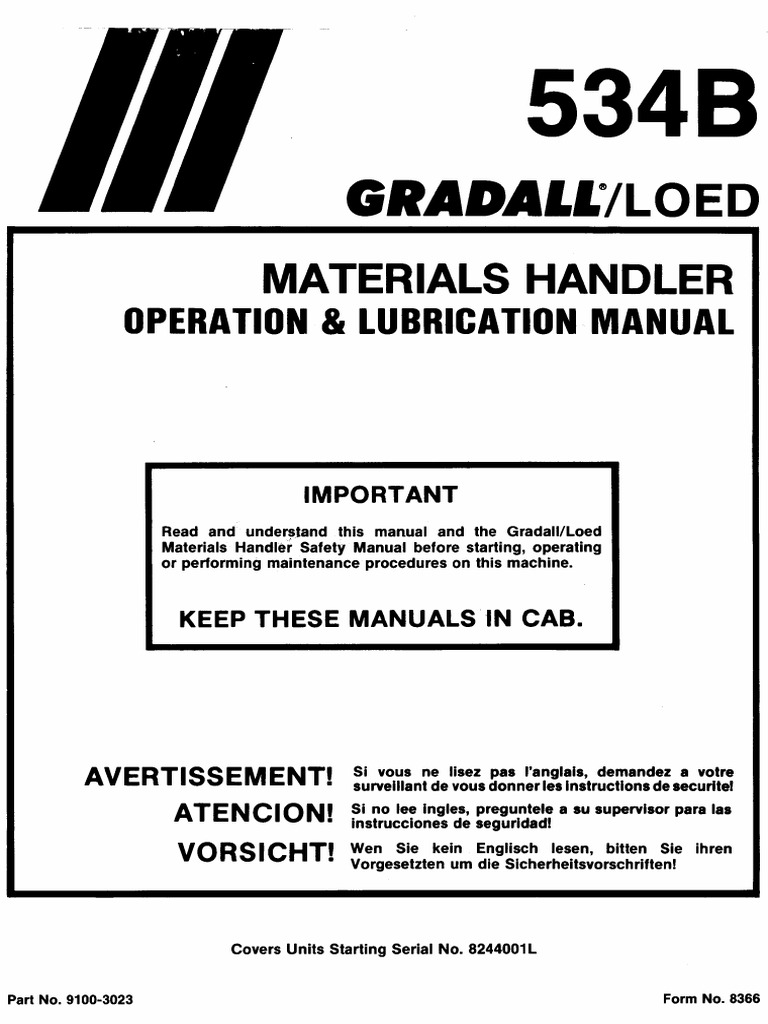Operation - 9100-3023 - 12-83 - ANSI - English GRADALL PDF | PDF ...