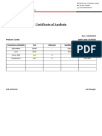 Certificate of Analysis: Product: Casein