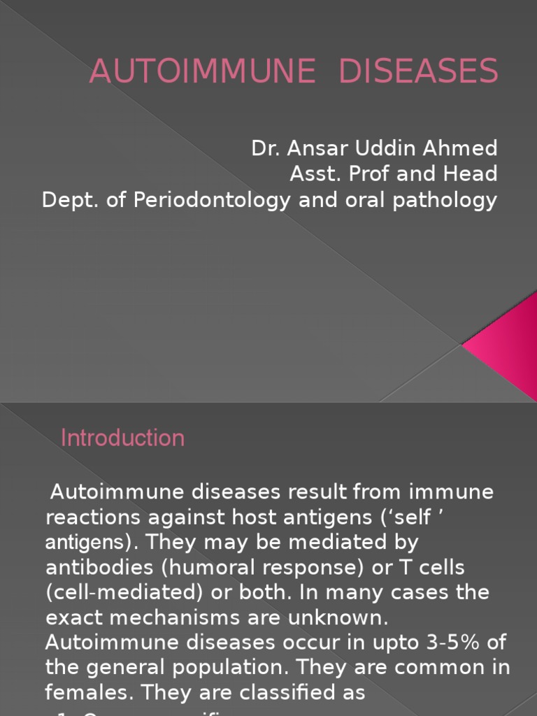 Autoimmune Diseases Overview by Dr. Ahmed | PDF | Autoimmunity ...