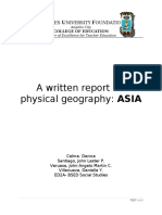 A Written Report For Physical Geography: ASIA: Ngeles Niversity Oundation