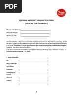 Personal Accident Nomination Form: (For Tune Talk Subscribers)