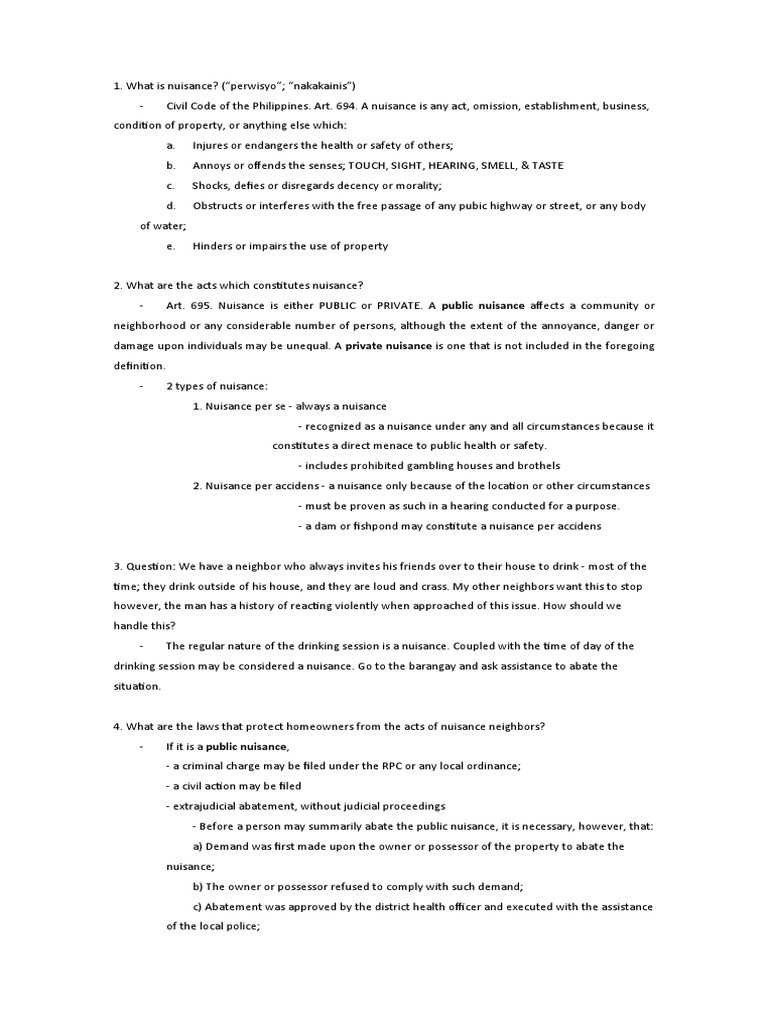 Nuisance Pdf Nuisance Public Law