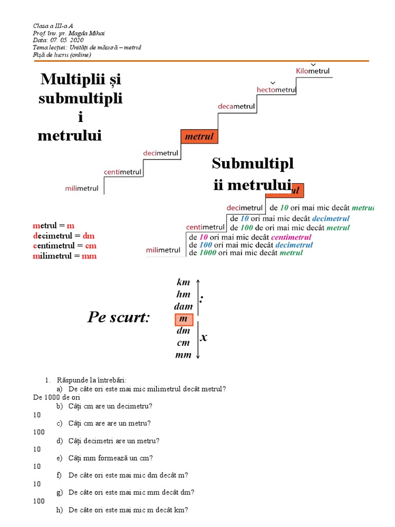 Unități de Măsură - Metrul | PDF