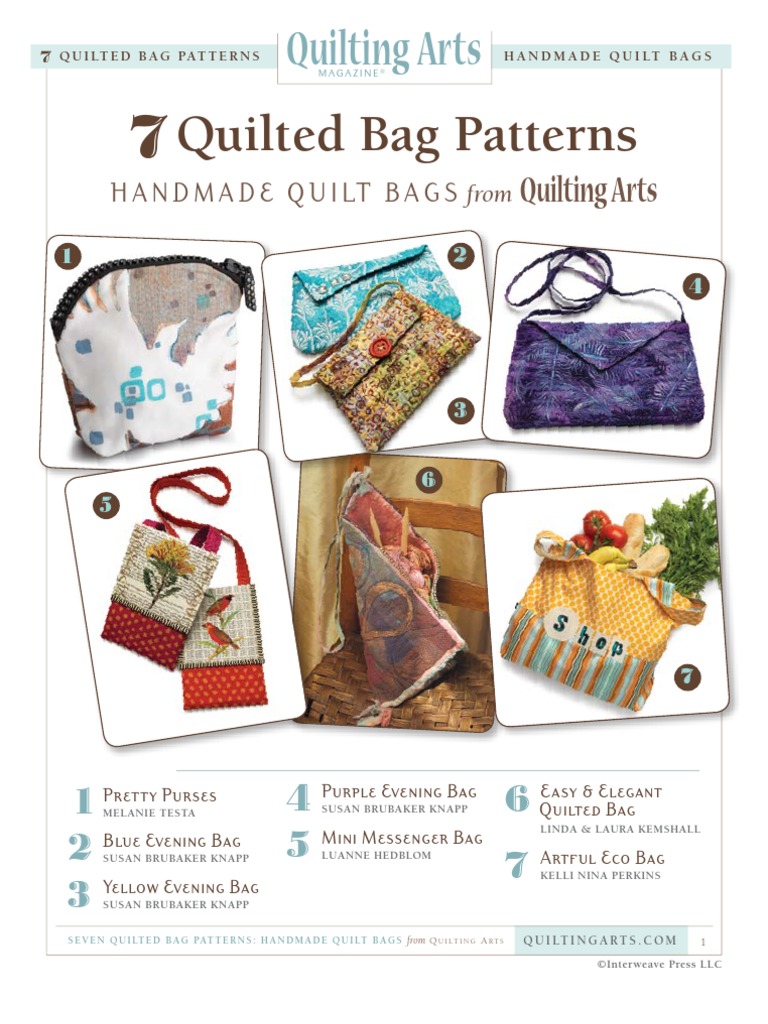Seven Quilted Bag Patterns PDF Seam (Sewing) Quilting