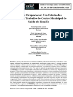 Estresse Ocupacional: Um Estudo Das Relações de Trabalho Do Centro Municipal de Saúde de Iúna/Es