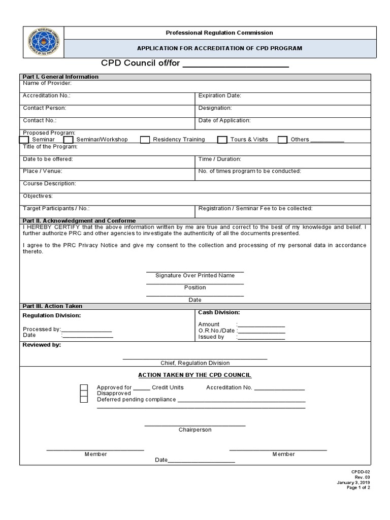 CPD Program Accreditation Application Form | PDF | Government ...