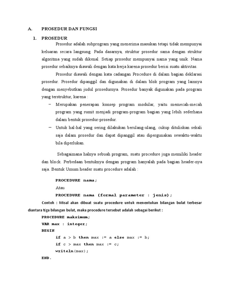 Pengertian Prosedur Dan Fungsi | PDF
