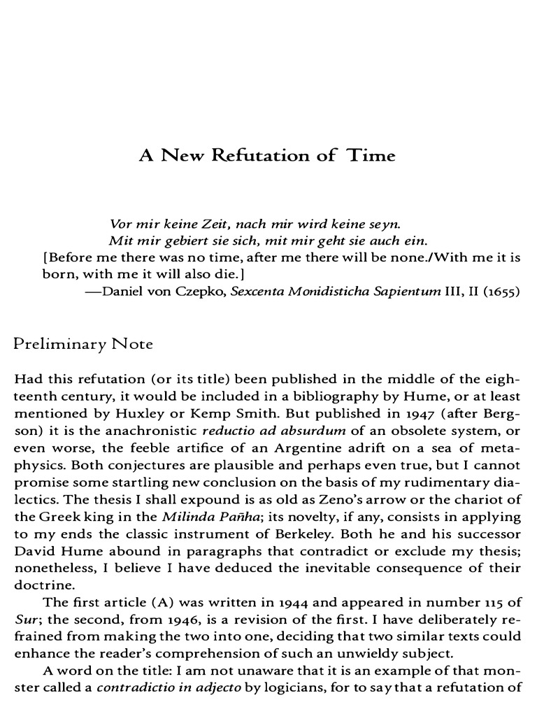 A New Refutation of Time: Preliminary Note | PDF | Idealism | Idea