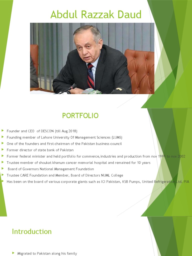 Abdul Razzak Dawood: DESCON Founder | PDF | Business