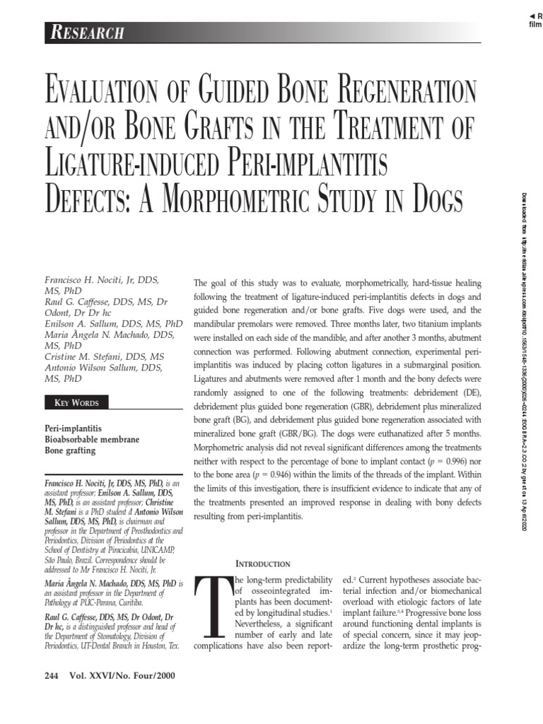 Evaluation of Guided Bone Regeneration and or Bone Grafts in The ...