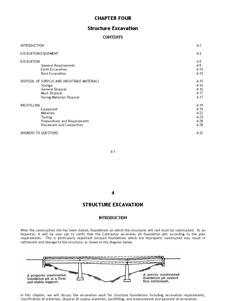 Chapter Four Structure Excavation | PDF | Density | Deep Foundation