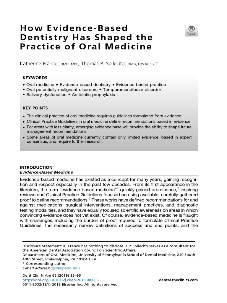 Evidence-Based Practice in Oral Medicine | PDF | Evidence Based ...